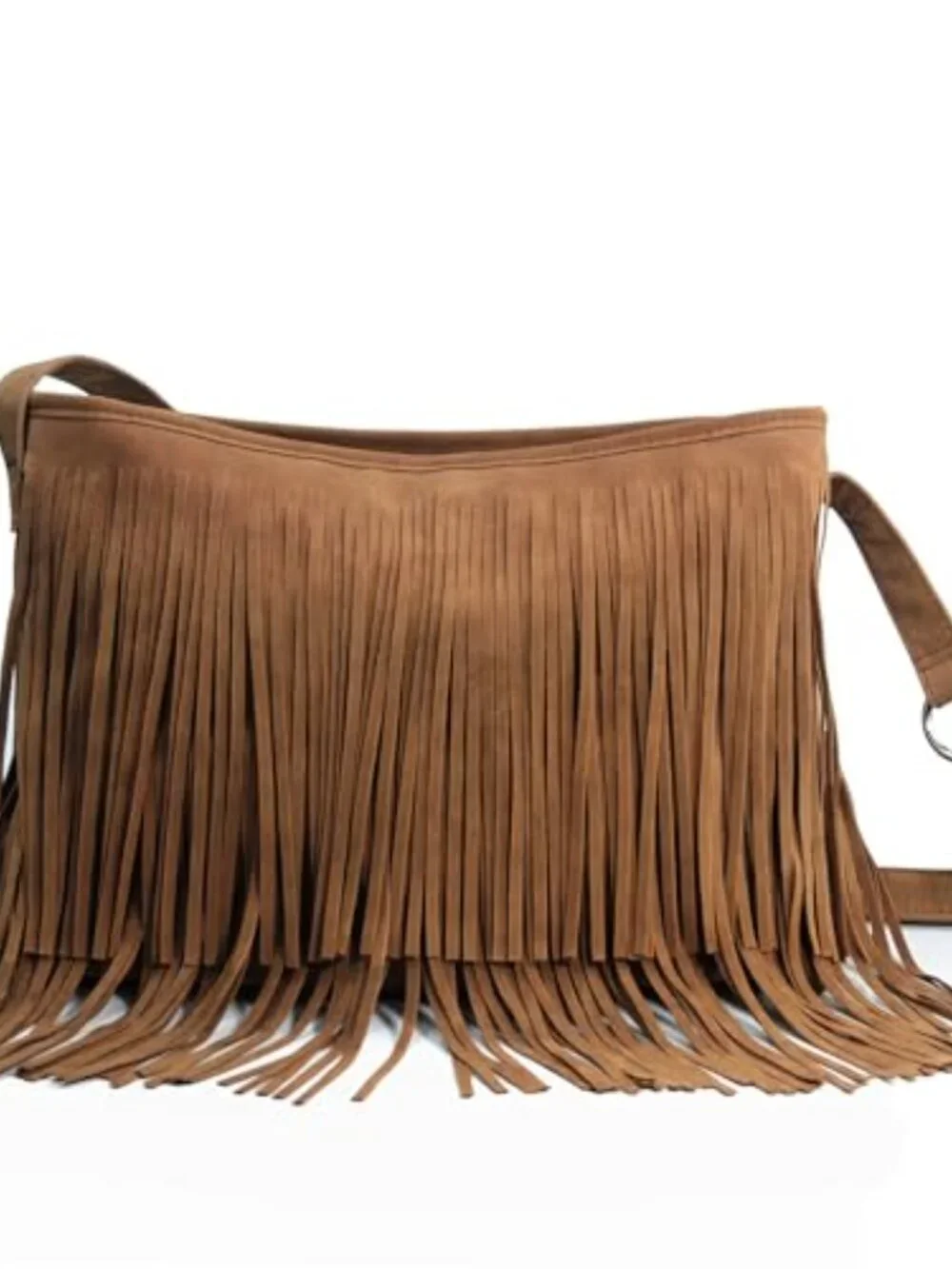 Faux Suede Leather Hobo Cross Body Shoulder Bag with Tassel